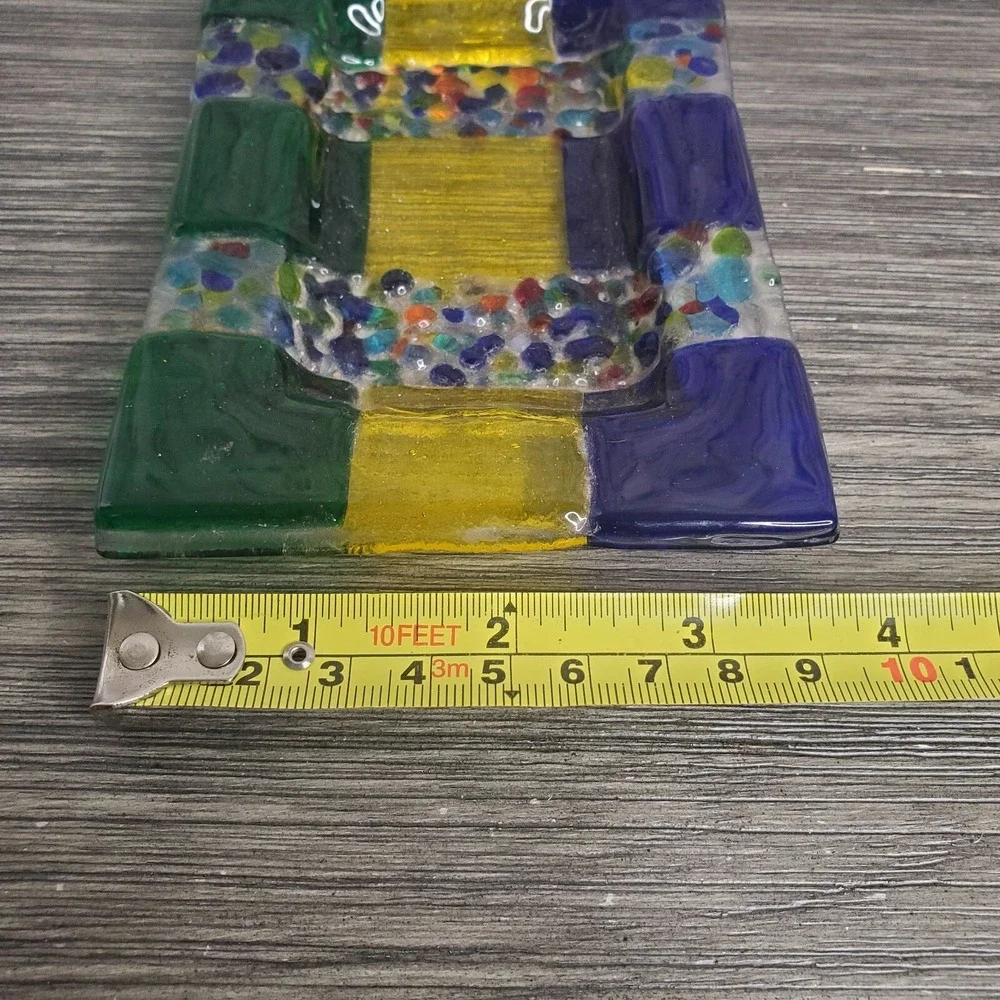 Rectangular Fused Art Glass Soap Dish Jewel Tones 5.5